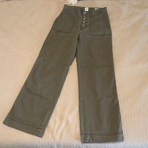 GAP Olive Green Wide Leg Button-Front Pants
